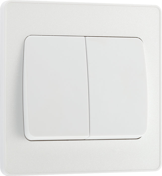 BG Evolve PCDCL42WW 20A 16AX 2 Way Double Light Switch, Wide Rocker - Pearlescent White (White) - westbasedirect.com