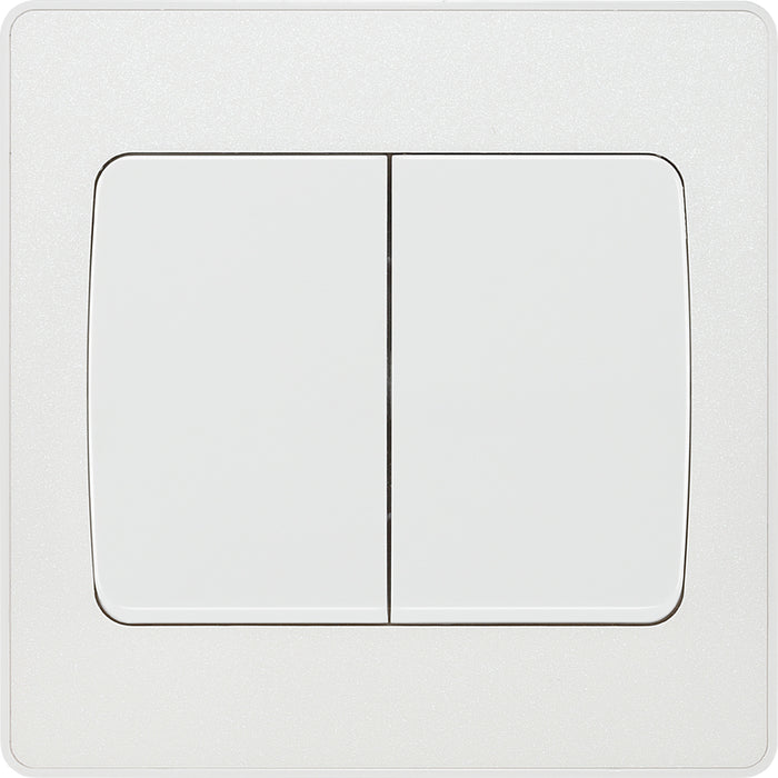 BG Evolve PCDCL42WW 20A 16AX 2 Way Double Light Switch, Wide Rocker - Pearlescent White (White) - westbasedirect.com