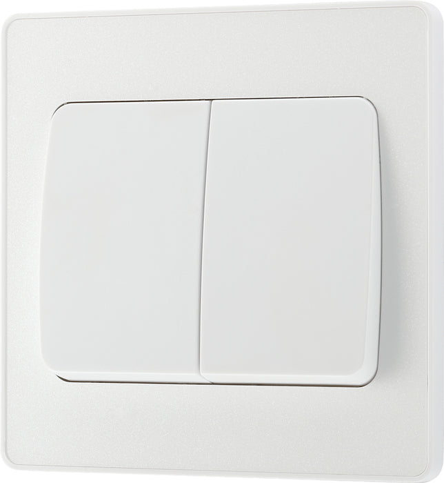 BG Evolve PCDCL42WW 20A 16AX 2 Way Double Light Switch, Wide Rocker - Pearlescent White (White) - westbasedirect.com
