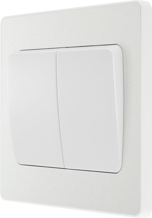 BG Evolve PCDCL42WW 20A 16AX 2 Way Double Light Switch, Wide Rocker - Pearlescent White (White) - westbasedirect.com