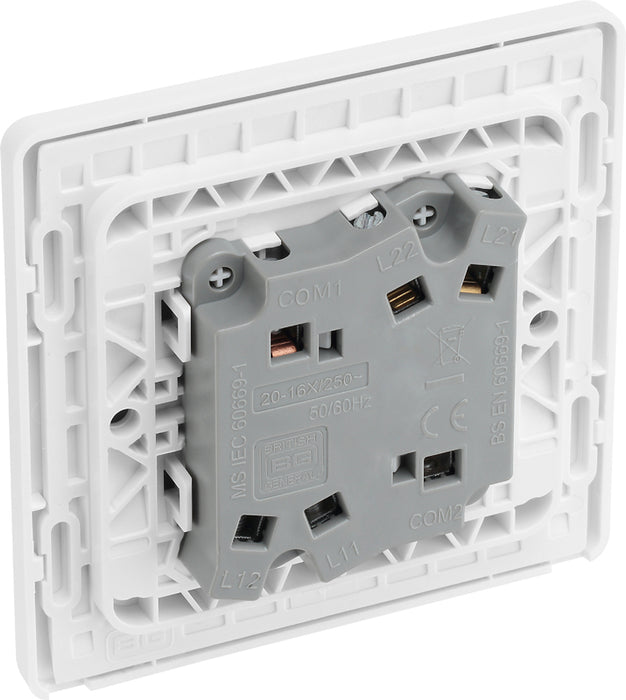BG Evolve PCDCL42WW 20A 16AX 2 Way Double Light Switch, Wide Rocker - Pearlescent White (White) - westbasedirect.com