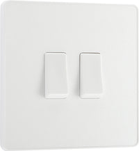 BG Evolve PCDCL42W 20A 16AX 2 Way Double Light Switch - Pearlescent White (White)