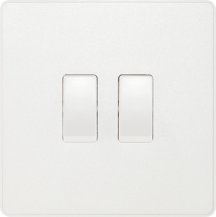 BG Evolve PCDCL42W 20A 16AX 2 Way Double Light Switch - Pearlescent White (White) - westbasedirect.com