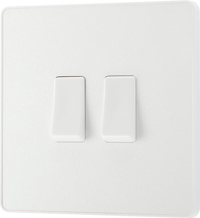 BG Evolve PCDCL42W 20A 16AX 2 Way Double Light Switch - Pearlescent White (White) - westbasedirect.com
