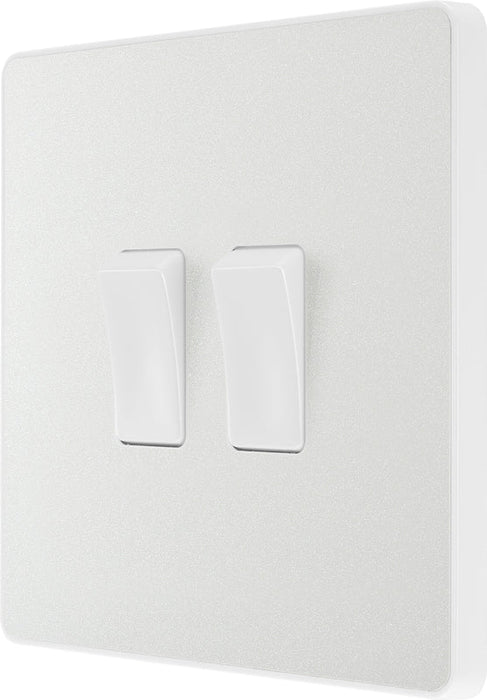 BG Evolve PCDCL42W 20A 16AX 2 Way Double Light Switch - Pearlescent White (White) (5 Pack) - westbasedirect.com