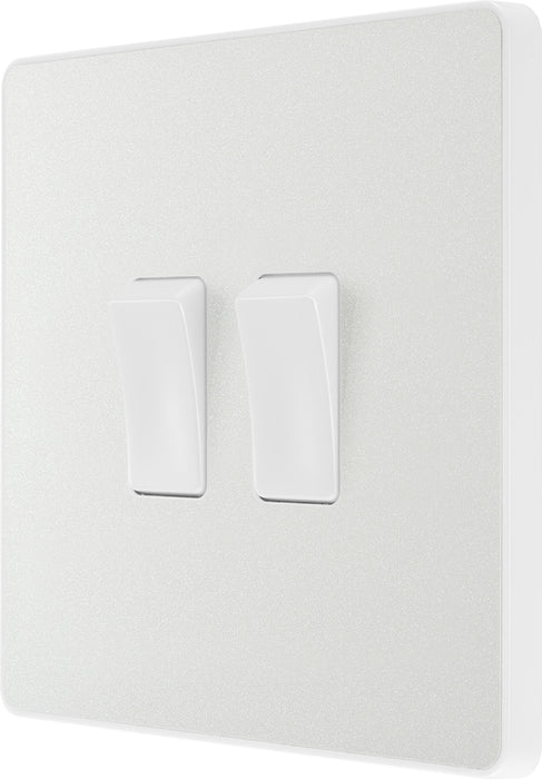 BG Evolve PCDCL42W 20A 16AX 2 Way Double Light Switch - Pearlescent White (White) - westbasedirect.com