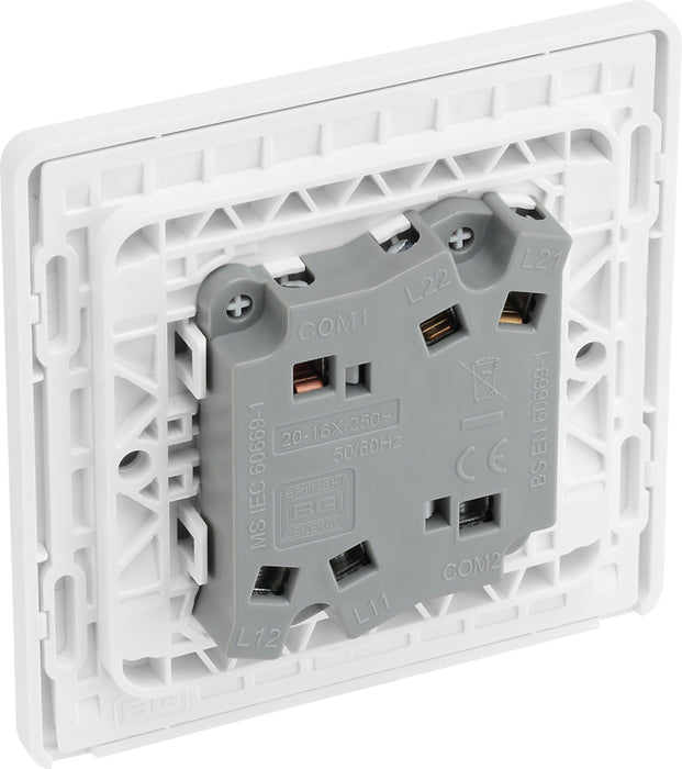 BG Evolve PCDCL42W 20A 16AX 2 Way Double Light Switch - Pearlescent White (White) - westbasedirect.com