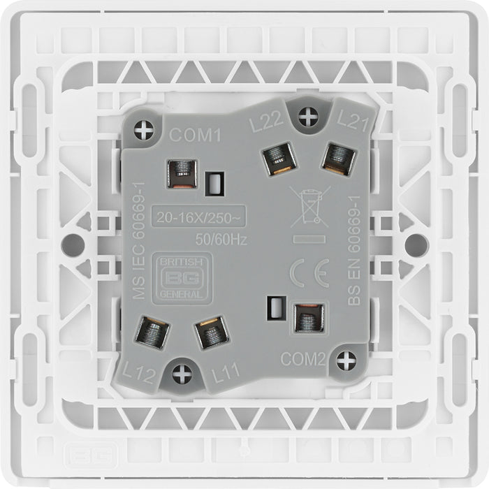 BG Evolve PCDCL42W 20A 16AX 2 Way Double Light Switch - Pearlescent White (White) - westbasedirect.com