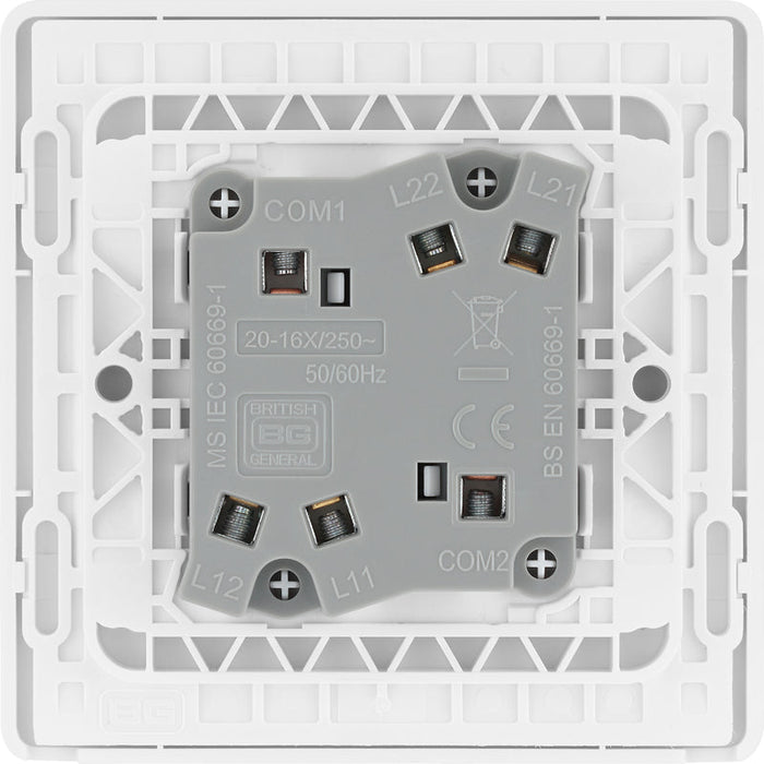 BG Evolve PCDCL42W 20A 16AX 2 Way Double Light Switch - Pearlescent White (White) (5 Pack) - westbasedirect.com