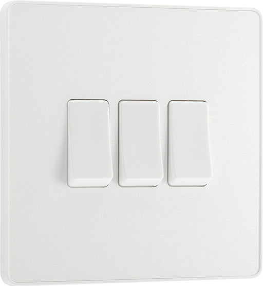BG Evolve PCDCL43W 20A 16AX 2 Way Triple Light Switch - Pearlescent White (White) - westbasedirect.com