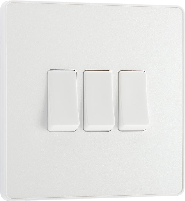BG Evolve PCDCL43W 20A 16AX 2 Way Triple Light Switch - Pearlescent White (White) - westbasedirect.com