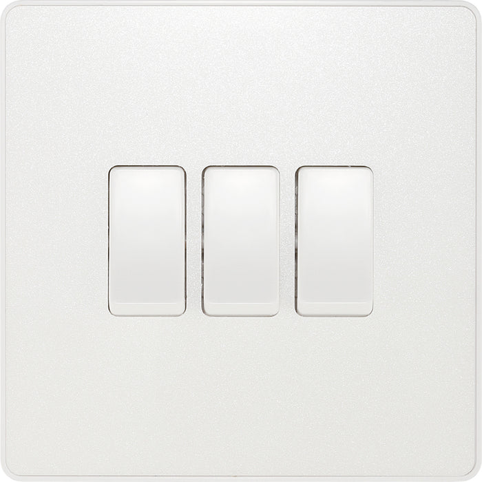 BG Evolve PCDCL43W 20A 16AX 2 Way Triple Light Switch - Pearlescent White (White) - westbasedirect.com