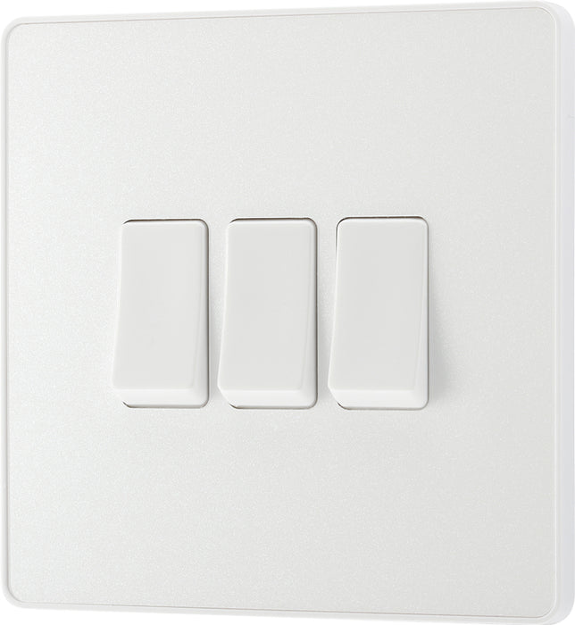 BG Evolve PCDCL43W 20A 16AX 2 Way Triple Light Switch - Pearlescent White (White) - westbasedirect.com