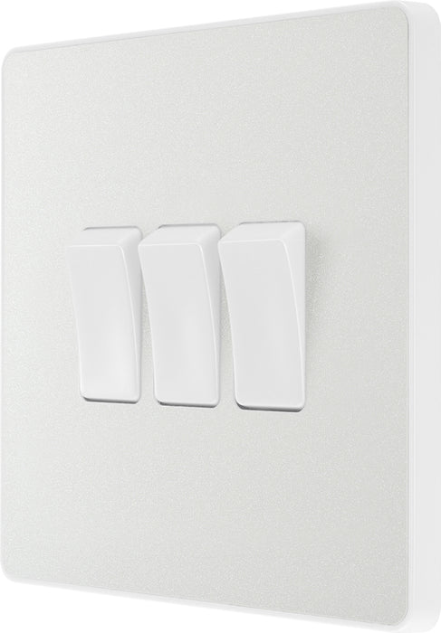 BG Evolve PCDCL43W 20A 16AX 2 Way Triple Light Switch - Pearlescent White (White) - westbasedirect.com