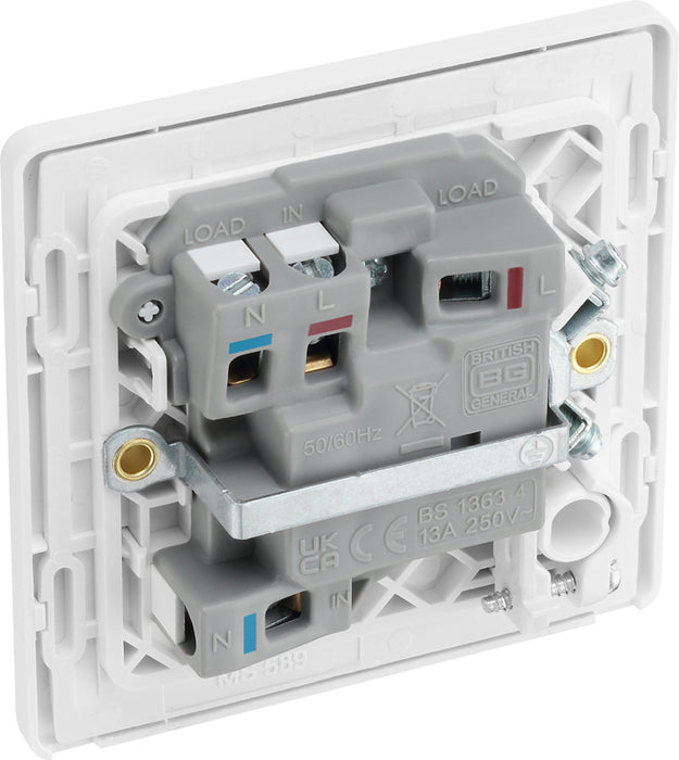 BG Evolve PCDCL52W 13A Switched Fused Connection Unit with Power LED Indicator & Flex Outlet - Pearlescent White (White) - westbasedirect.com