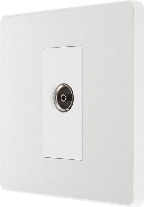 BG Evolve PCDCL60W Single Socket for TV or FM Co-Axial Aerial Connection - Pearlescent White (White) - westbasedirect.com