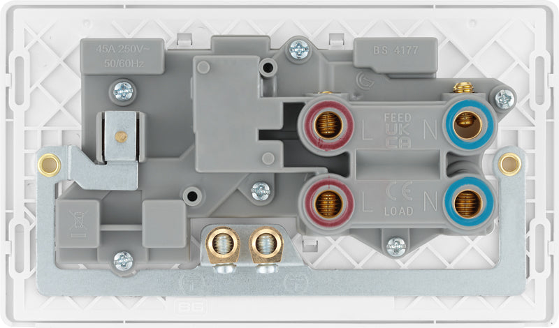 BG Evolve PCDCL70W 45A Cooker Control Socket, Double Pole Switch with LED Power Indicator - Pearlescent White (White) - westbasedirect.com