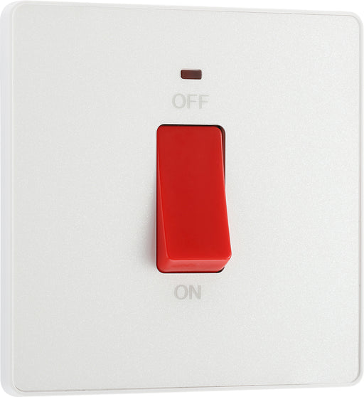 BG Evolve PCDCL74W 45A Double Pole Square Switch with LED Power Indicator - Pearlescent White (White) - westbasedirect.com