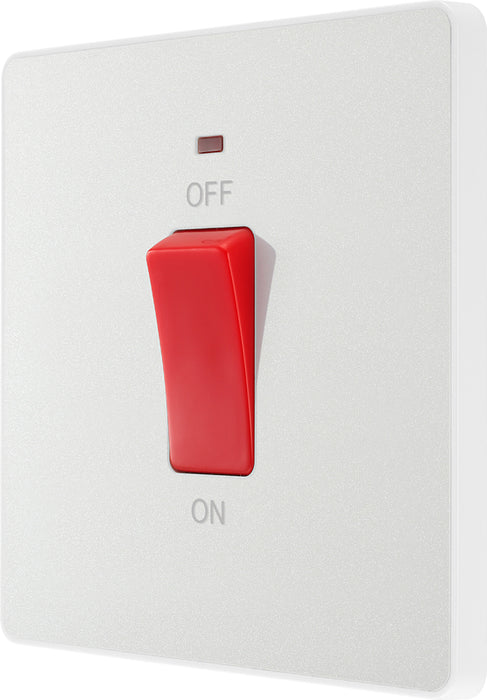 BG Evolve PCDCL74W 45A Double Pole Square Switch with LED Power Indicator - Pearlescent White (White) - westbasedirect.com