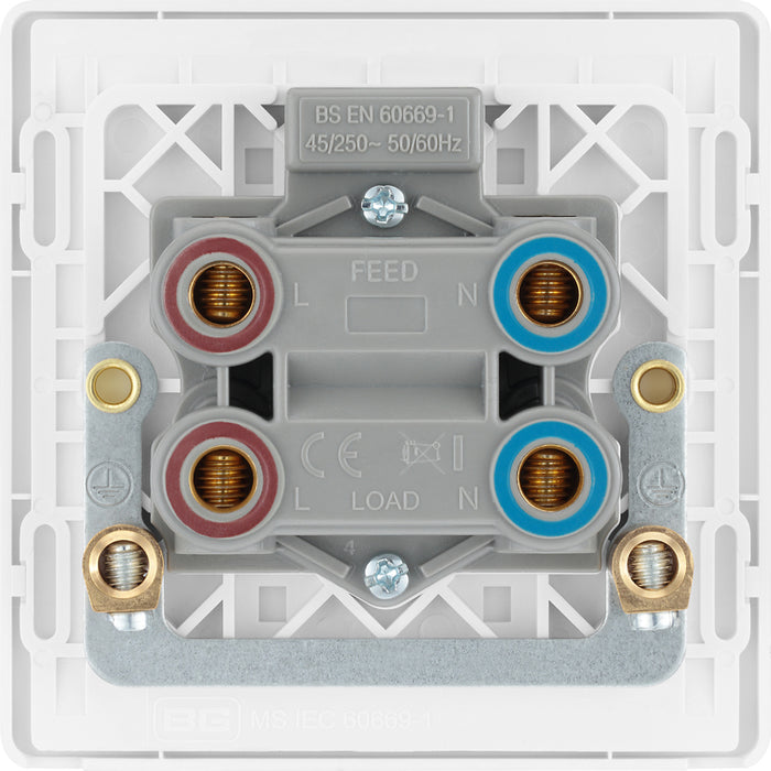 BG Evolve PCDCL74W 45A Double Pole Square Switch with LED Power Indicator - Pearlescent White (White) - westbasedirect.com