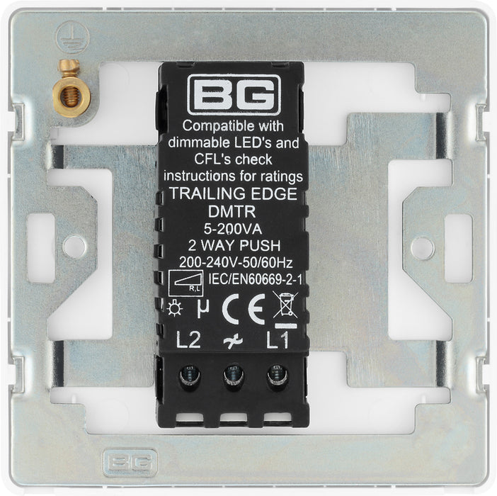 BG Evolve PCDCL81W 2-Way Trailing Edge LED 200W Single Dimmer Switch Push On/Off - Pearlescent White (White) - westbasedirect.com