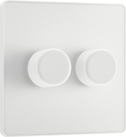 BG Evolve PCDCL82W 2-Way Trailing Edge LED 200W Double Dimmer Switch Push On/Off - Pearlescent White (White) - westbasedirect.com
