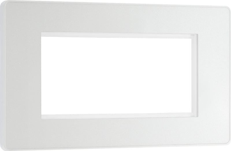 BG Evolve PCDCLEMR4W Quadruple Rectangular Front Plate (100 x 50) - Pearlescent White (White) - westbasedirect.com