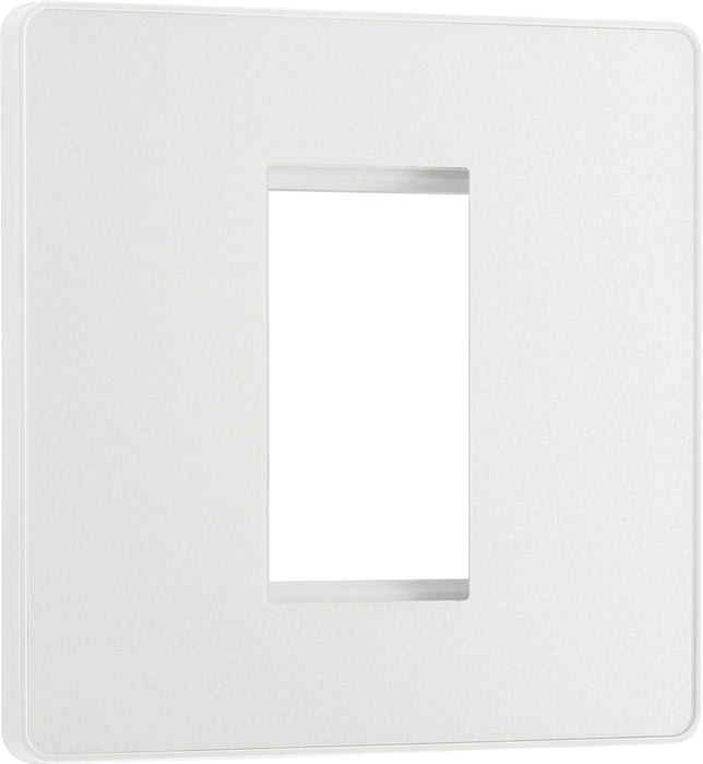 BG Evolve PCDCLEMS1W Single Euro Module Front Plate (25 x 50) - Pearlescent White (White) - westbasedirect.com