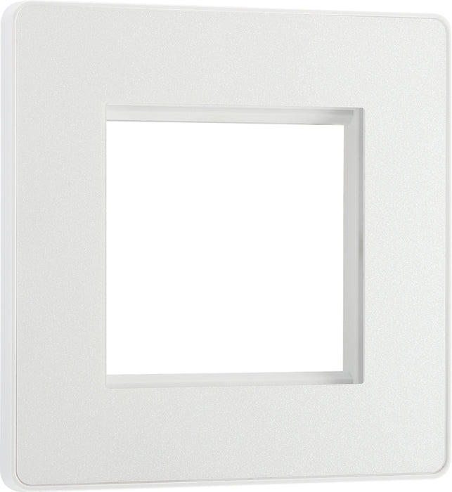 BG Evolve PCDCLEMS2W Twin Euro Module Aperture Single Front Plate (50 x 50) - Pearlescent White (White) - westbasedirect.com