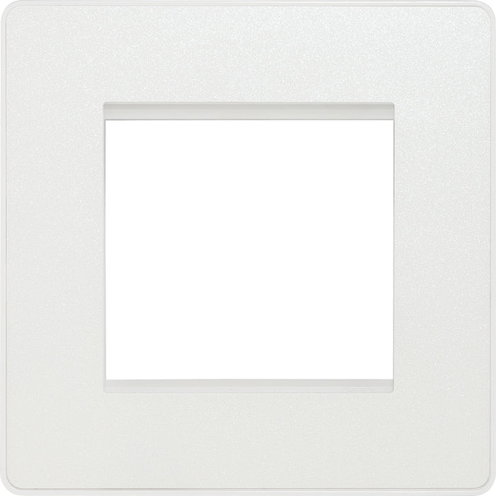 BG Evolve PCDCLEMS2W Twin Euro Module Aperture Single Front Plate (50 x 50) - Pearlescent White (White) - westbasedirect.com