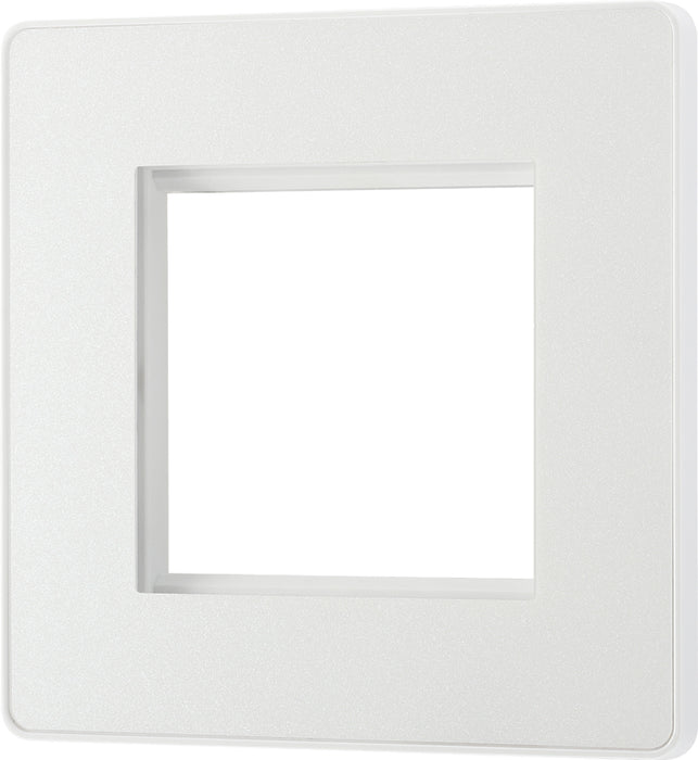 BG Evolve PCDCLEMS2W Twin Euro Module Aperture Single Front Plate (50 x 50) - Pearlescent White (White) - westbasedirect.com