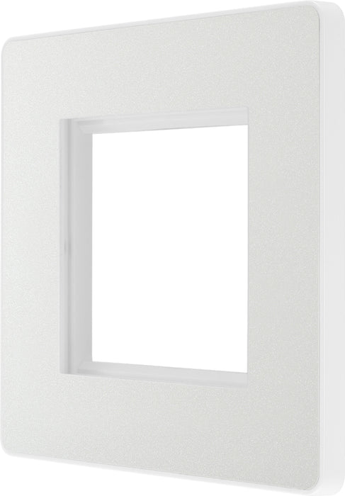BG Evolve PCDCLEMS2W Twin Euro Module Aperture Single Front Plate (50 x 50) - Pearlescent White (White) - westbasedirect.com