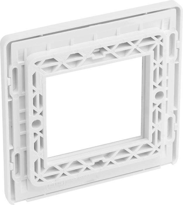 BG Evolve PCDCLEMS2W Twin Euro Module Aperture Single Front Plate (50 x 50) - Pearlescent White (White) - westbasedirect.com