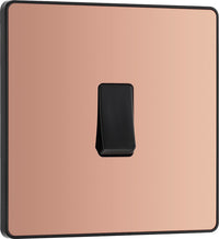 BG Evolve PCDCP12Bx5 20A 16AX 2 Way Single Light Switch - Polished Copper (Black) (5 Pack)