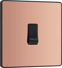 BG Evolve PCDCP14B 10A Single Press Switch - Polished Copper (Black)