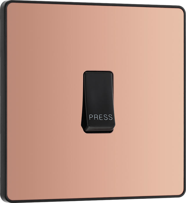 BG Evolve PCDCP14B 10A Single Press Switch - Polished Copper (Black) - westbasedirect.com