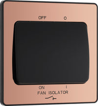 BG Evolve PCDCP15B 10A Triple Pole Fan Isolator Switch - Polished Copper (Black)