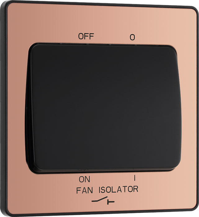 BG Evolve PCDCP15B 10A Triple Pole Fan Isolator Switch - Polished Copper (Black) - westbasedirect.com