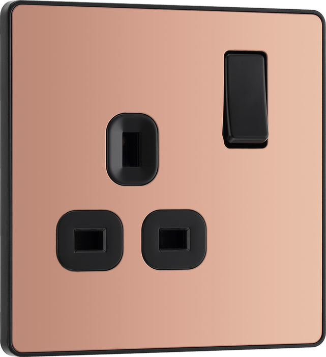 BG Evolve PCDCP21B 13A Single Switched Power Socket - Polished Copper (Black) - westbasedirect.com