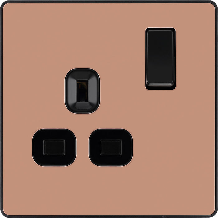 BG Evolve PCDCP21B 13A Single Switched Power Socket - Polished Copper (Black) - westbasedirect.com