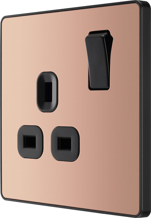 BG Evolve PCDCP21B 13A Single Switched Power Socket - Polished Copper (Black) - westbasedirect.com
