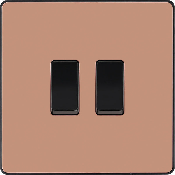 BG Evolve PCDCP42B 20A 16AX 2 Way Double Light Switch - Polished Copper (Black) (5 Pack) - westbasedirect.com
