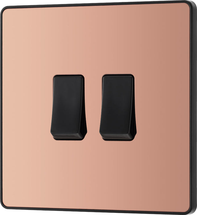 BG Evolve PCDCP42B 20A 16AX 2 Way Double Light Switch - Polished Copper (Black) (5 Pack) - westbasedirect.com