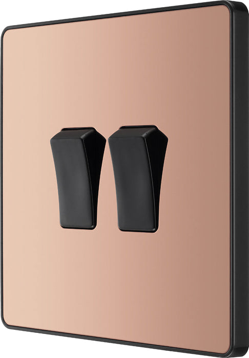BG Evolve PCDCP42B 20A 16AX 2 Way Double Light Switch - Polished Copper (Black) (5 Pack) - westbasedirect.com