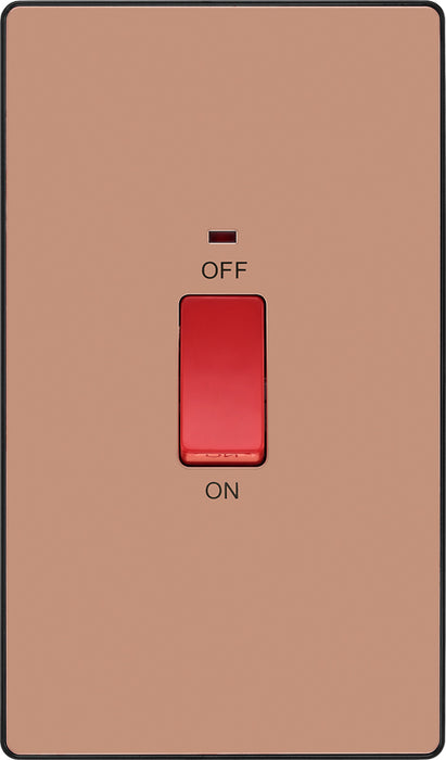 BG Evolve PCDCP72B 45A Double Pole Rectangular Switch with LED Power Indicator - Polished Copper (Black) - westbasedirect.com