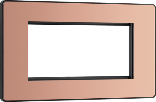 BG Evolve PCDCPEMR4B Quadruple Rectangular Front Plate (100 x 50) - Polished Copper (Black) - westbasedirect.com
