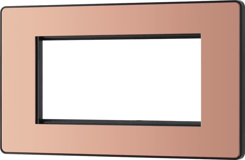 BG Evolve PCDCPEMR4B Quadruple Rectangular Front Plate (100 x 50) - Polished Copper (Black) - westbasedirect.com