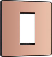 BG Evolve PCDCPEMS1B Single Euro Module Front Plate (25 x 50) - Polished Copper (Black)