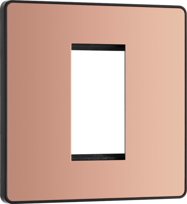 BG Evolve PCDCPEMS1B Single Euro Module Front Plate (25 x 50) - Polished Copper (Black) - westbasedirect.com