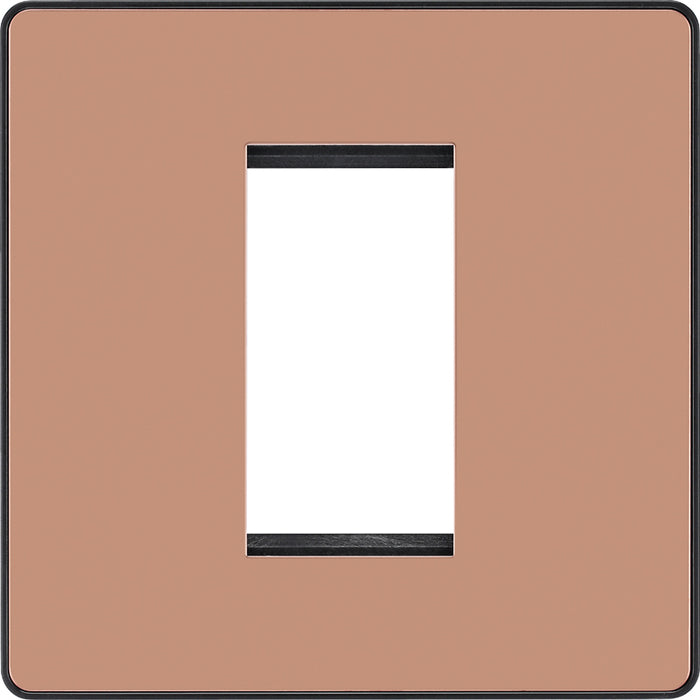 BG Evolve PCDCPEMS1B Single Euro Module Front Plate (25 x 50) - Polished Copper (Black) - westbasedirect.com